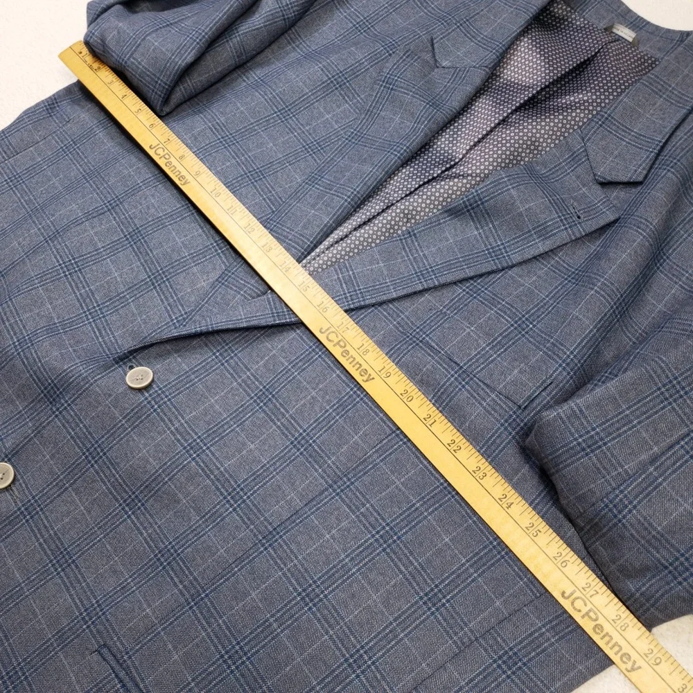 Oak Hill Sport Coat Men 3XLT 54/56 Blue Glen Plaid 2 Button Blazer Viscose Blend